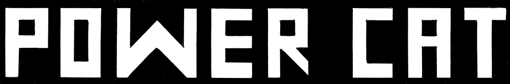 Logo that reads Evil Power Cat in angular white letters on a black background